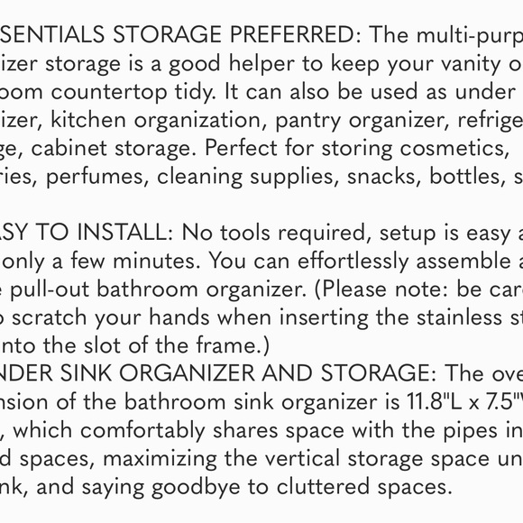 2 Tier Bathroom Storage Organizer, 4 Pack Clear Under Sink Organizers - Picture 9 of 9